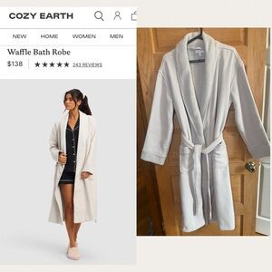 Cozy Earth Waffle Bath Robe in light gray. Size M